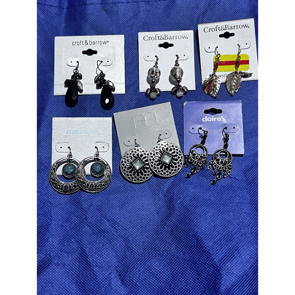 6 New Earrings Lot Croft & Barrow Maurice's Claire's Fashion Drop Dangle Boho